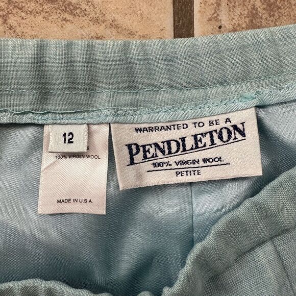 VTG Pendleton High Rise Straight 100% Wool Dress Pants Size 12 Light Blue - Picture 3 of 9